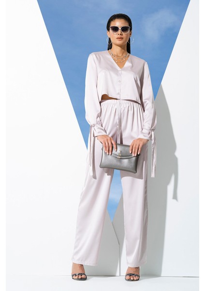 5'li İçeride&Dışarıda Kol Baglama Detaylı Gri Pijama Takım S27246 fiyatları