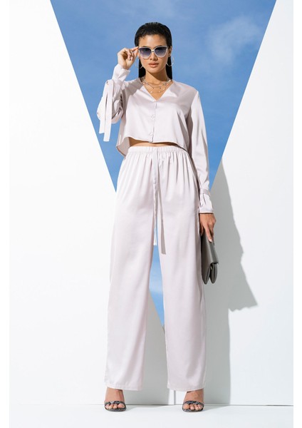 5'li İçeride&Dışarıda Kol Baglama Detaylı Gri Pijama Takım S27246 indirimleri