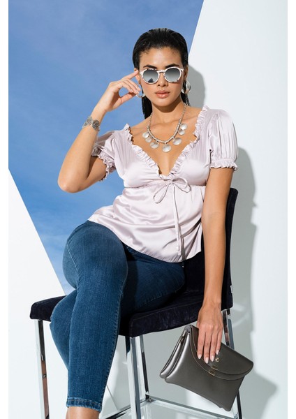 5'li İçeride&Dışarıda Fırfırlı Gri Pijama Takım S27242