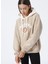 Kapüşon Yaka Baskılı Bej Kadın Sweatshirt 3WAL10010IK 1