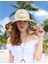 Moda Güneş Şapka Kadınlar Için Tatil Plaj Hasır Şapka Kadın Hollow Baskılı Yay Yaz Büyük Brim Şapka Fold Uv Koruma Disket Şapka | Kadın Güneş Şapkaları(Yurt Dışından) 4