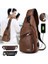Yeni 2 Stilleri Göğüs Çantası Rahat Açık Seyahat USB Şarj Portu Sling Çanta Deri Göğüs Çantası Crossbody Çanta (Siyah) 4