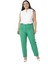 Büyük Beden Dar Paça Nervür Dikişli Paçası Yırtmaçlı Fermuarlı Yeşil Kadın Pantolon 2