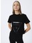 Bisiklet Yaka Baskılı Siyah Kadın T-Shirt V2YI06K8HM0-ADELE Crop T-Shırt 1