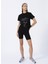 Bisiklet Yaka Baskılı Siyah Kadın T-Shirt V2YI06K8HM0-ADELE Crop T-Shırt 2