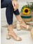 Moda Ayakkabı 0854 Cilt Krem 5cm Topuklu Kadın Sandalet 3