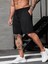 Erkek Siyah Şort Nefes Alabilir Kumaşla Spor Tarzı 1