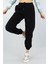 Kadın Siyah Yüksek Belli Jogger Eşofman Altı 2