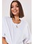 Beyaz %100 Pamuk Bisiklet Yaka Oversize Crop TShirt 3
