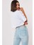 Beyaz %100 Pamuk Bisiklet Yaka Oversize Crop TShirt 4