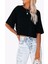 %100 Pamuk Süprem Yuvarlak Yaka Düşük Omuz Basic Crop TShirt 2