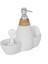 Beyaz Porselen Sıvı Sabunluk & Fırça & Sünger Set 2