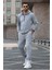 Boyalı Gri Kapşonlu Basic Eşofman Takımı 5908 1