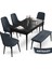 Concept Yay Serisi, 80X132 Açılabilir Masa Takımı,siyah Mermer Desen Masa 4 Sandalye 1 Bench 1