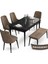 Concept Yay Serisi, 80X132 Açılabilir Masa Takımı,siyah Mermer Desen Masa 4 Sandalye 1 Bench 1