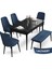 Concept Yay Serisi, 80X132 Açılabilir Masa Takımı,siyah Mermer Desen Masa 4 Sandalye 1 Bench 1