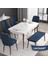 Concept Roy Serisi, 80 x 132 cm Açılabilir Mdf Masa Takımı, Beyaz Masa Ceviz Ayak 4 Sandalye 1 Bench 1