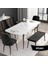 Concept Roy Serisi, 80 x 132 cm Açılabilir Mdf Masa Takımı, Beyaz Masa Ceviz Ayak 4 Sandalye 1 Bench 2