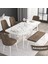 Concept Roy Serisi,80 x 132 cm Açılabilir Mdf Masa,beyaz Mermer Desen Mutfak Masa Takımı, 4 Sandalye 1 Bench 2