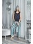2'li Çizgili Viskon Lacivert Atlet Pijama Takım S27233 2