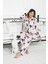 6'lı Köpek Desen Pembe Saten Pijama Takımı S27221 5