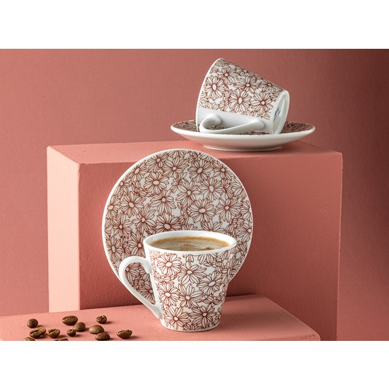 English Home Blumig Porselen 2'li Kahve Fincan Takımı 80 ml Bordo
