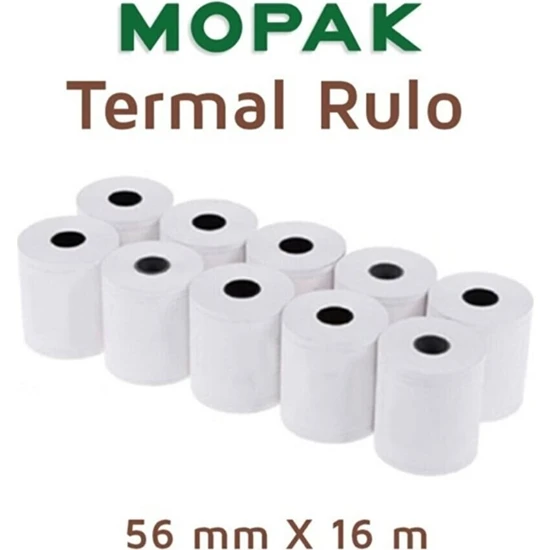 Mopak 56 mm x 16 mt Termal Pos Yazarkasa Kağıdı 10 Paket 100 Rulo NC9616 Mopak 56 mm x 16 mt Termal Pos Yazarkasa Kağıdı 10 Paket 100 Rulo NC9616