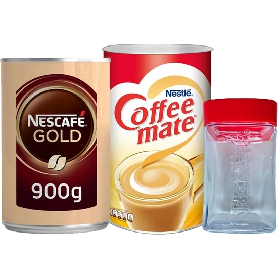 Nescafe Gold 900 gr + Nestle Coffee Mate 2 kg +Kavanoz