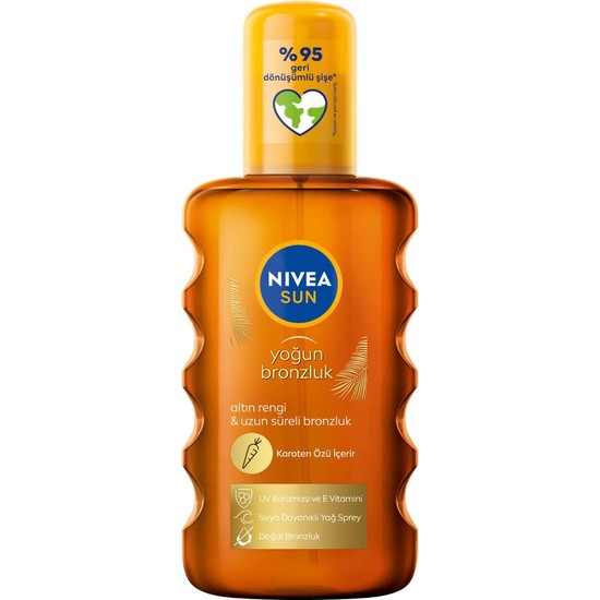 Nivea Sun Spf6 Yoğun Bronzlaştırıcı E Vitamini Karoten Özlü Suya Dayanıklı Güneş Brozlaşma Yağı 200 Ml