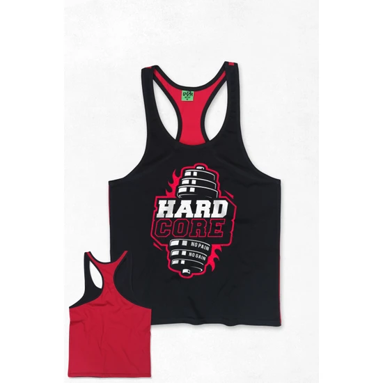 Ghedto Hard Core Npng Fitness Tank Top Sporcu Atleti Siyah Kırmızı