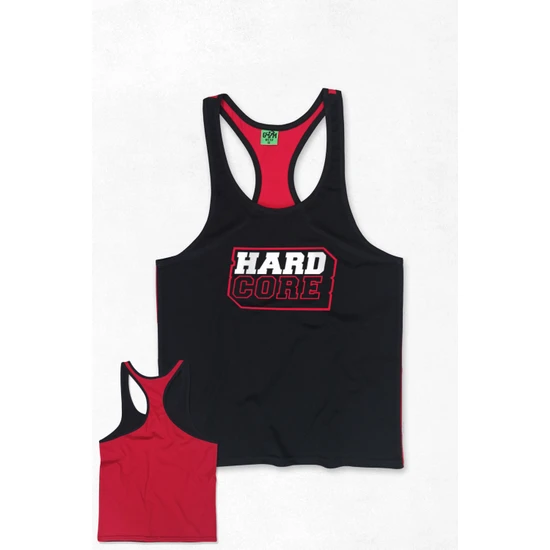 Ghedto Hard Core Fitness Gym Tank Top Sporcu Atleti Siyah Kırmızı