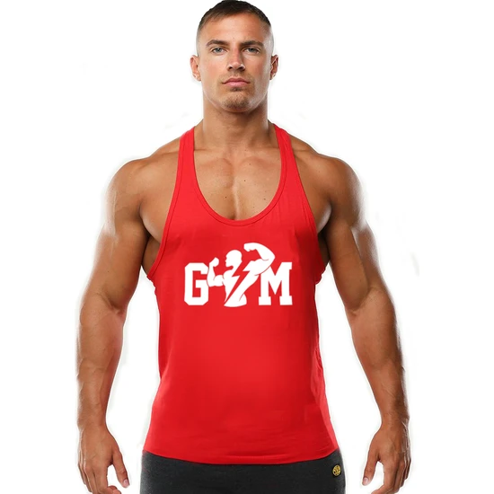 Gym Fitness Tank Top Sporcu Atleti Kırmızı