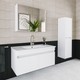 Banos Roomart 2 Kapaklı Lavabolu Beyaz Mdf 100 cm Banyo Dolabı + Aynalı Banyo Üst Dolabı + Banyo Boy Dolabı