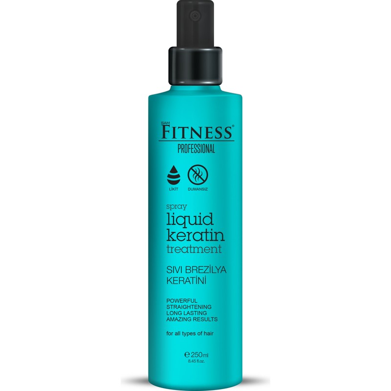 Fitness Professional Brezilya Fönü Sıvı Keratin Bakımı 250 ml Kalıcı Onarıcı ve Saç Düzleştirici Dumansız Sprey Bakım