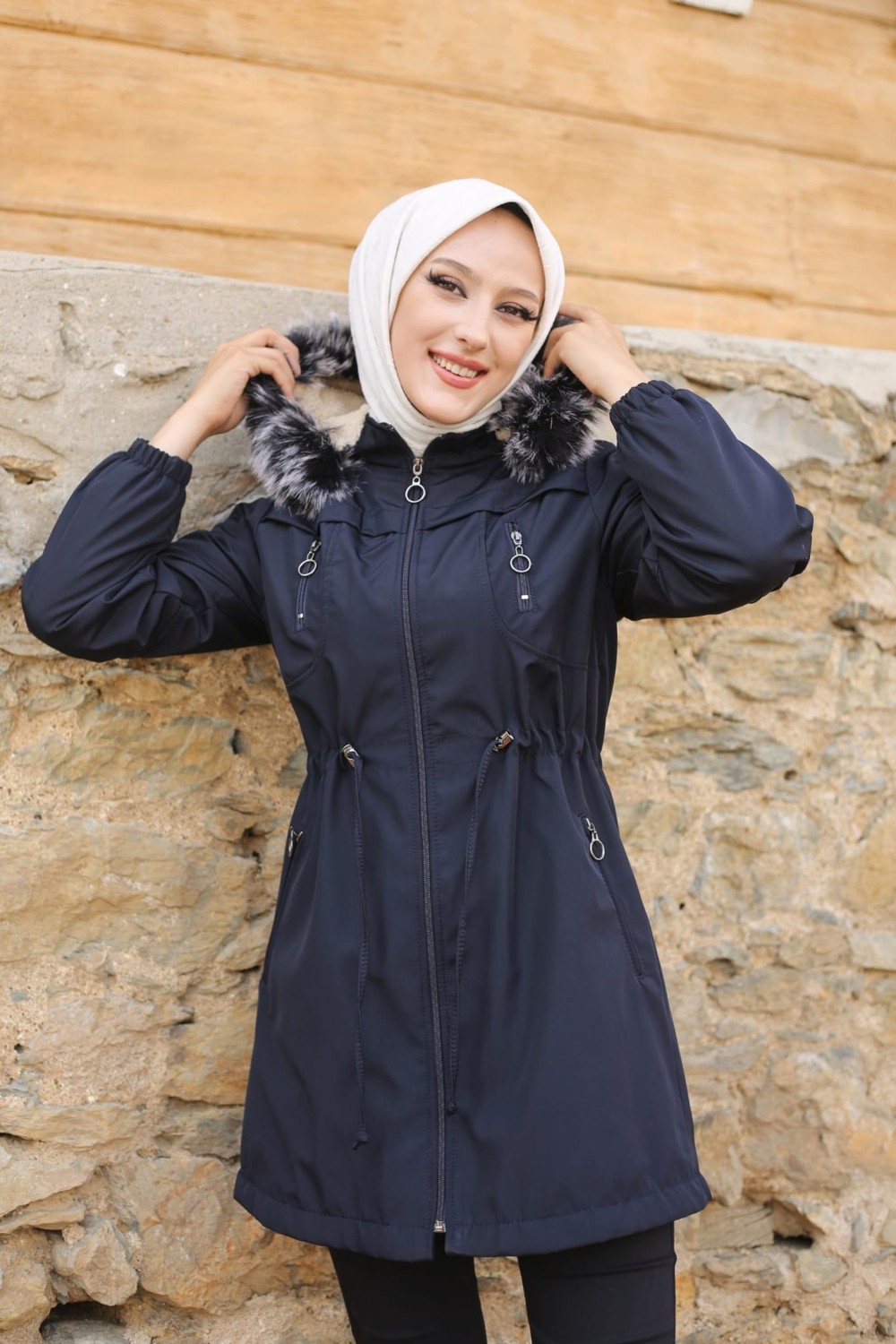 Vibeys Collection Taba Içi Kürklü ve Su Geçirmez Kadın Kışlık Mont & Kaban görsel 2