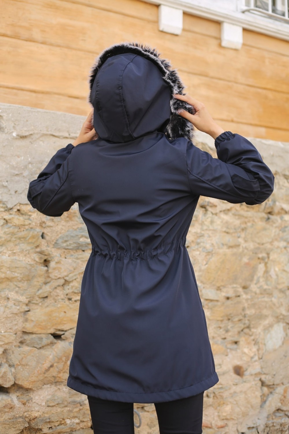 Vibeys Collection Taba Içi Kürklü ve Su Geçirmez Kadın Kışlık Mont & Kaban görsel 4