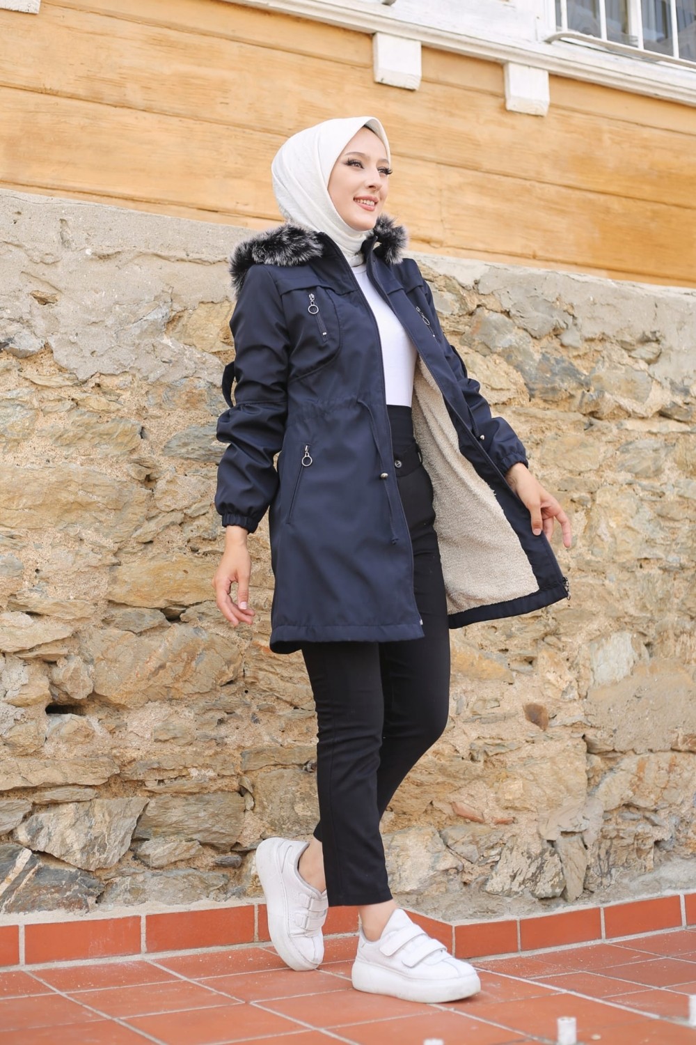 Vibeys Collection Taba Içi Kürklü ve Su Geçirmez Kadın Kışlık Mont & Kaban görsel 5