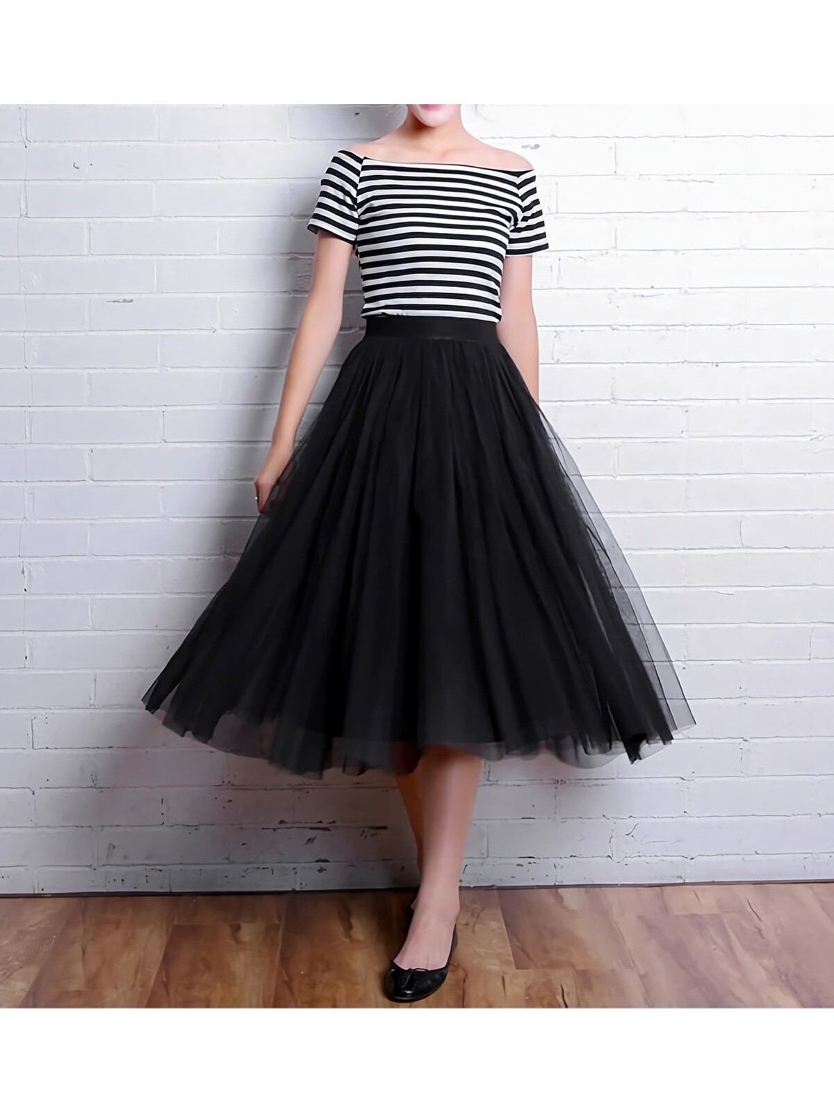 Nsm Beyaz Renk Rahat 3 Katman Yüksek Bel Tül Etek - Görsel 6