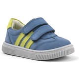 Rakerplus Hakiki Deri Mavi Cırtlı Bebek Spor Ayakkabı Sneaker