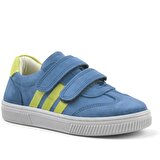 Rakerplus Hakiki Deri Mavi Cırtlı Çocuk Spor Ayakkabı Sneaker