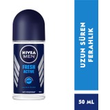 NIVEA Men Erkek Roll On Deodorant Fresh Active 50ml, Ter ve Ter Kokusuna Karşı 48 Saat Deodorant Koruması