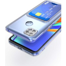 Fibaks Xiaomi Redmi 9c Kılıf Kartlıklı Cüzdanlı Kamera Korumalı Şeffaf Renksiz Esnek Silikon Kapak