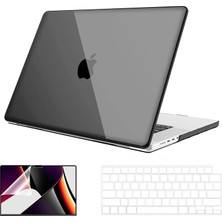 Novstrap Apple MacBook Pro 2021 M1 14.2 Inc A2442 Uyumlu Parlak Alt Üst Kılıf + Klavye Kılıfı + Film