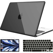 Novstrap Apple MacBook Air 13.6 Inç 2022 M2 Çip A2681 Uyumlu Kılıf Parlak-Siyah Klavye Kılıfı-Film