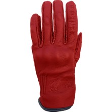 The Biker Jeans Livia Red Korumalı Motosiklet Deri Eldiveni