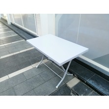 Süsler Seta Katlanır Metal Ayaklı Plastik Masa Beyaz 70 x 120 cm