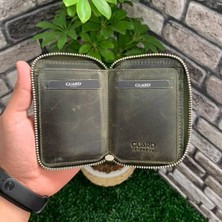 AsyaClub Hakiki Deri Antik Yeşil Fermuarlı Mini Erkek Cüzdanı (T1447)