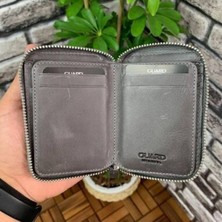 AsyaClub Hakiki Deri Antik Gri Fermuarlı Mini Erkek Cüzdanı (T484)