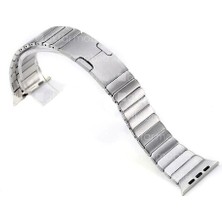 AktarMobile Apple Watch 7 6 Se 5 4 3 2 1 - 38 / 40 / 41 mm Uyumlu Metal Kordon Baklalı Model Bilezik Çelik Kayış