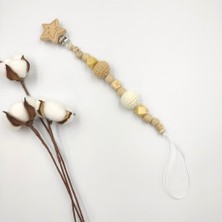 Bebek Star Kahverengi Örgü Boncuklu Emzik Zinciri